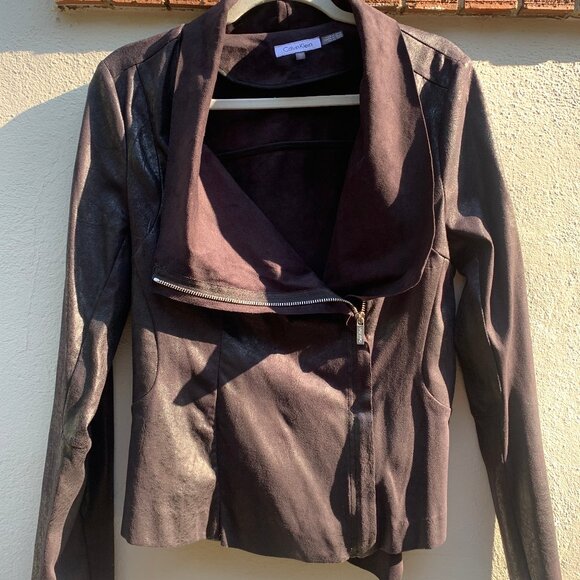 Calvin Klein Faux-Leather Moto Jacket - Picture 3 of 7